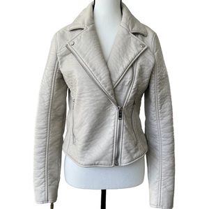 Abercrombie and Fitch vegan leather motorcycle jacket size medium cream …